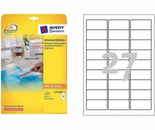 Avery Zweckform Etikety 63,5 mm x 29,6 mm, A4, bílé, 27 e...