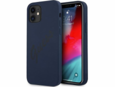 Guess Pouzdro Guess GUHCP12SLSVSBL Apple iPhone 12 mini modrý/modrý pevný kryt s potiskem Vintage