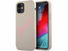 Guess Pouzdro Guess GUHCP12SLSVSGP Apple iPhone 12 mini šedorůžové/šedorůžové pevné silikonové vintage