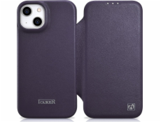 iCarer iCarer CE Premium Leather Folio Case iPhone 14 Plus kožené pouzdro s magnetickým flipem MagSafe tmavě fialové (WMI14220715-DP)