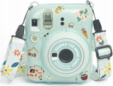 LoveInstant Pouzdro pro Fujifilm Fuji INSTAX Mini 12 + samolepky a kapsa na fotografie / Prázdninové / Zelené třpytky