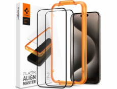 Spigen Spigen Glass tR AlignMaster 2 kusy, FC Black - iPhone 15 Pro Max