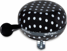 Basil Zvonek na kolo BIG BELL POLKADOT 80 mm černo-bílé tečky (BAS-50397)