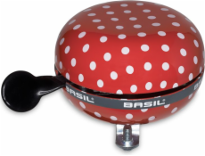 Basil Zvonek na kolo BIG BELL POLKADOT 80 mm červeno-bílé puntíky (BAS-50396)