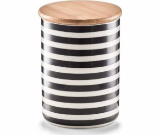 Zeller Zeller, Nádoba s bambusovým víkem, pruhy, bílá/čer...