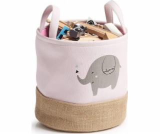 Zeller Úložný koš Elefant, polyester/juta, růžový