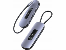 Usams USB HUB USAMS Adaptérový HUB 6v1 2xUSB 3.0/TF/SD/USB-C/HDMI PD100W šedý/matný SJ642HUB01 (US-SJ642)