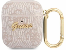 Guess Ochranný kryt GUA24GSMP 4G Script Metal Collection pro AirPods 1/2 růžový