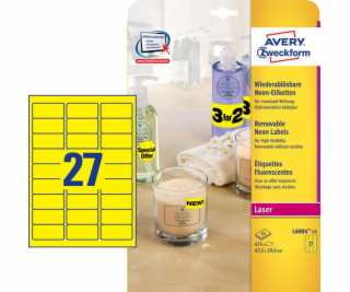 Avery Zweckform Neonové etikety 63,5 x 29,6 mm žluté (L60...