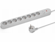 Montis Přepěťová ochrana Power Strip, šedá, 8zásuvková prodlužovací lišta 1,5 m, MONTIS MT139-1,5