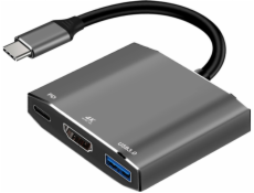 Art USB-C samec / HDMI samice 4K 60Hz / 1x USB 3.0 / USB-C 0,15m stanice/replikátor