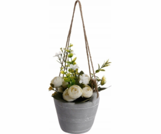 Atmosphera Umělá rostlina v květináči, RŮŽE, bílá, 18 cm