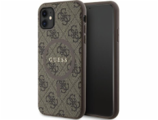 Guess Guess GUHMN61G4GFRW pevný kryt pro iPhone 11 6.1 / Xr hnědý/hnědý 4G Collection kožený kovový logo MagSafe