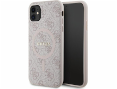 Guess Guess GUHMN61G4GFRP pevný kryt pro iPhone 11 6.1 / Xr růžový/růžový 4G Collection kožený kovový logo MagSafe