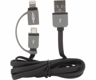 Ansmann Kabel USB-A - microUSB + Lightning 1 m šedý (1700...