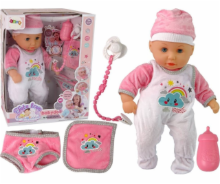 LeanToys Baby Doll Sound Pacifier Bib Růžovo-bílé pyžamo ...