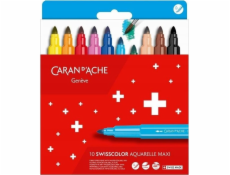 Caran d`Arche Akvarelové fixy CARAN D ACHE Swisscolor Maxi, 10 ks, mix barev