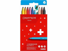 Caran d`Arche Akvarelové fixy CARAN D ACHE Swisscolor, 10 ks, mix barev