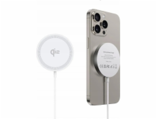 Duzzona Nabíječka DUZZONA W18 - indukční nabíječka kompatibilní s MagSafe 15W a Qi2 nabíjením bílá