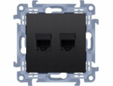 Kontakt-Simon zásuvka RJ45 + telefonní zásuvka RJ11 Kontakt-Simon Simon 10 C6T.01/49 kategorie 6 modul matně černá