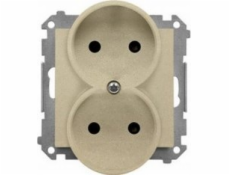 Kontakt-Simon Zásuvka Kontakt-Simon 55 TG2MCZ.01/144 dvojitá bez uzemnění s krytkami, modul 16 A, 250V~, rychlospojky, šampaňsky matná