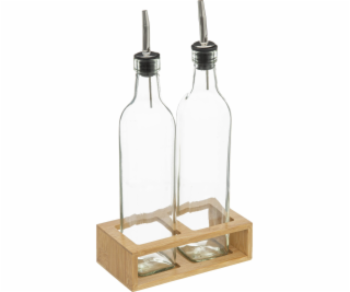 5five lahví na olej a ocet s dávkovačem + bambusový stojan