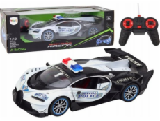 LeanToys Dálkově ovládané RC policejní auto v měřítku 1:12, bílé