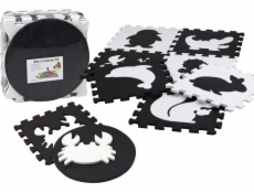 LeanToys Měkká podložka na puzzle kontrastní, vzdělávací, z EVA pěny, černá a bílá, 19 dílků.