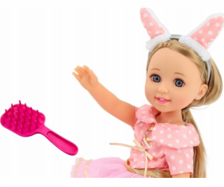 LeanToys Panenka růžové šaty s dlouhými vlasy a čelenkou,...