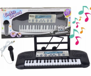 LeanToys Elektrické piano pro děti, mikrofonní stojan černý