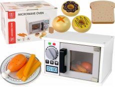 LeanToys Dřevěná mikrovlnná trouba Mikrovlnná trouba Jídlo Bílá