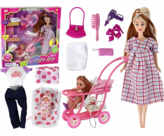 LeanToys Sada pro panenku Lucy s dlouhými hnědými vlasy a...