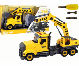 LeanToys Skládací auto s jeřábem žluté barvy