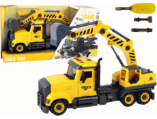 LeanToys Skládací auto s jeřábem žluté barvy