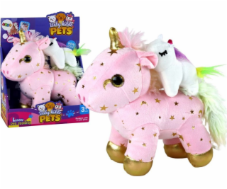 LeanToys Plyšový uspávací jednorožec Lullaby s růžovými h...