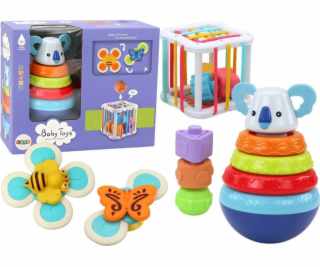 LeanToys Senzorická hračka Koala Tower, vzdělávací kostky...