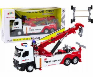 LeanToys Nákladní auto s jeřábem Dva háky Kovová bílo-čer...