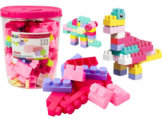 LeanToys Blocks In Bucket Educational Big Construction Set Pink 160 dílků.
