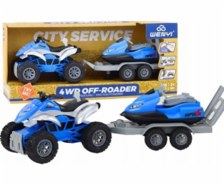 LeanToys Čtyřkolka s přívěsem na loď a vodním skútrem