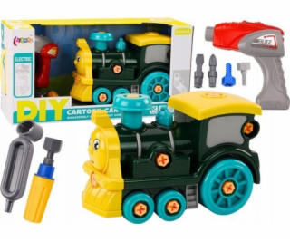 LeanToys DIY kreslená lokomotiva s otočným motivem zelená
