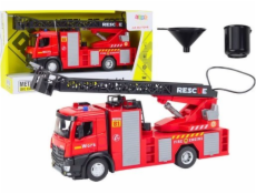 LeanToys Hasičský vůz s výložníkem, světly, zvuky, voda, červená