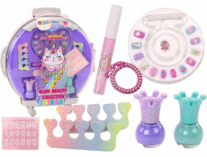 LeanToys Sada kosmetiky v kufru na nehty, make-up, fialová, 9 ks.