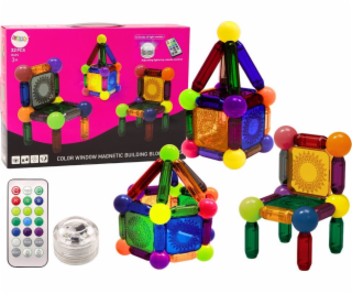 LeanToys Sada magnetických stavebních kostek se světlem, ...