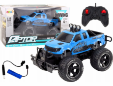 LeanToys RC terénní auto 1:14 27MHz modré dálkové ovládání gumová kola