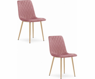 Leobert Židle TURIN - růžový samet / nohy v barvě dřeva x 2