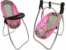 LeanToys Houpací židlička pro panenky Alice Stars šedorůžová