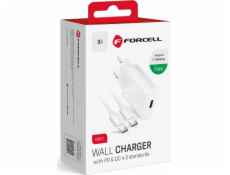 ForCell Nabíječka FORCELL F-ENERGY TFK-TC-25WPD síťová nabíječka typu C + kabel typu C na typ C PD QC 3A 25W bílá