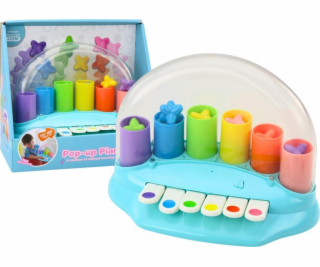 LeanToys Interaktivní piano s vyskakovacími hvězdami modré