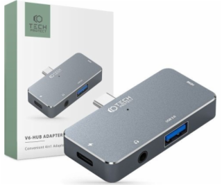 Tech-Protect USB HUB Adaptér Hub Tech-Protect V6 4v1 šedý