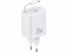 Usams Nabíječka Síť nabíječek USAMS. 1x USB-C s navíjecím kabelem USB-C Navíjecí PD+QC 20W Gan Rychlé nabíjení bílé YC Series CC233TC02 (US-CC233)